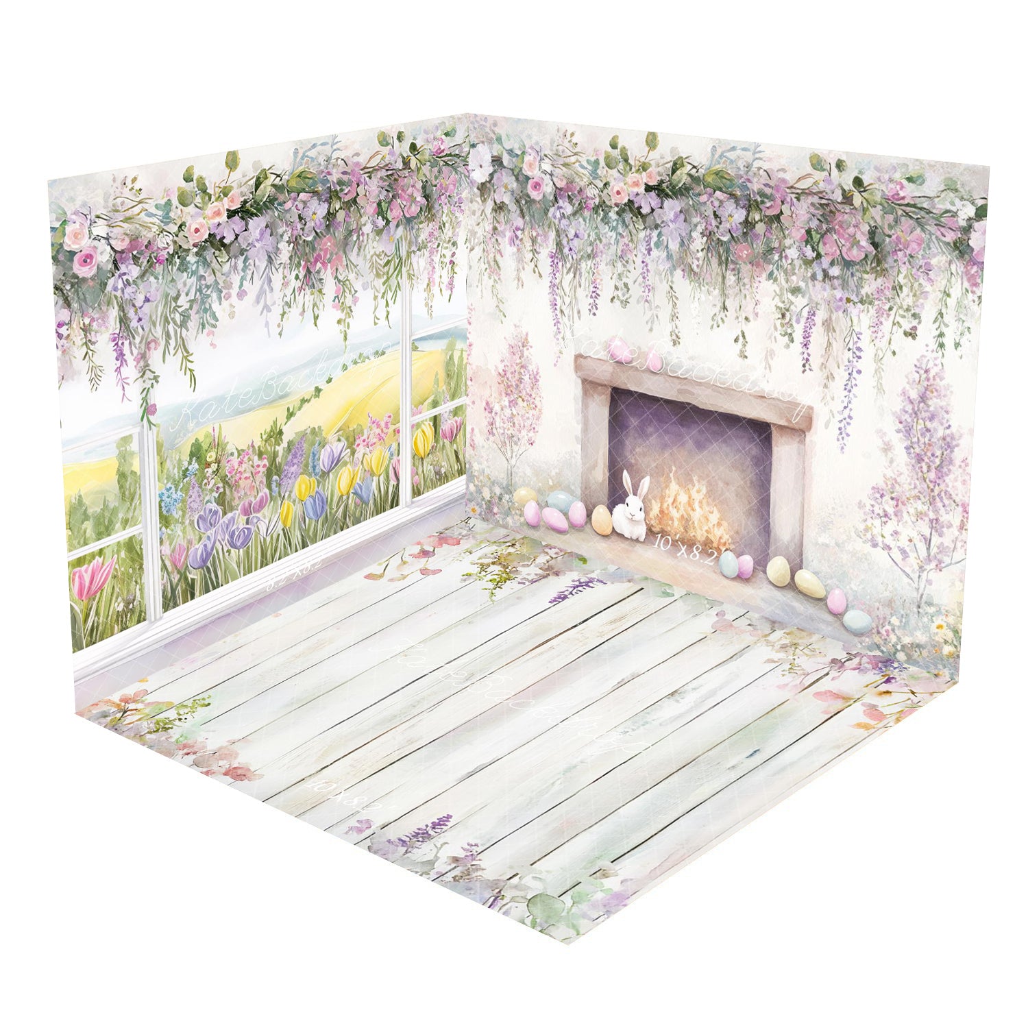 Kate Spring Easter Flower Decorative Wall Room Set(8ftx8ft&10ftx8ft&8ftx10ft)