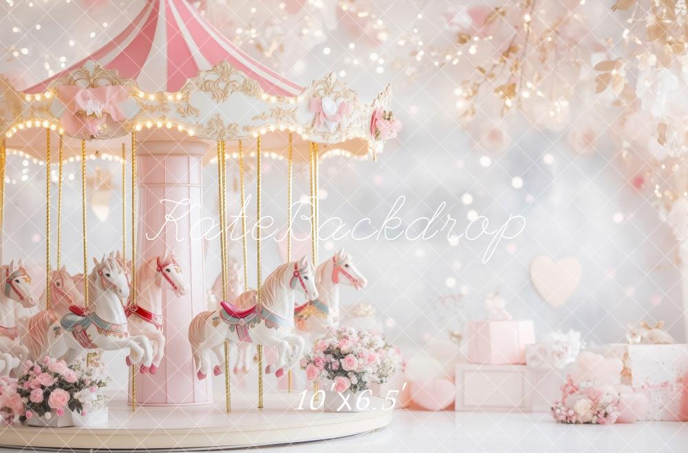 Kate Valentine Carousel Pink Floral Backdrop Designed by Patty Roberts