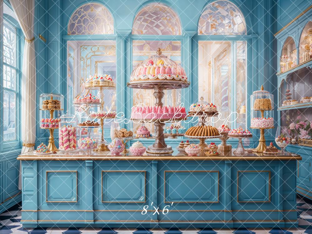 Kate Retro Blue Cake Shop Backdrop Designed by Emetselch