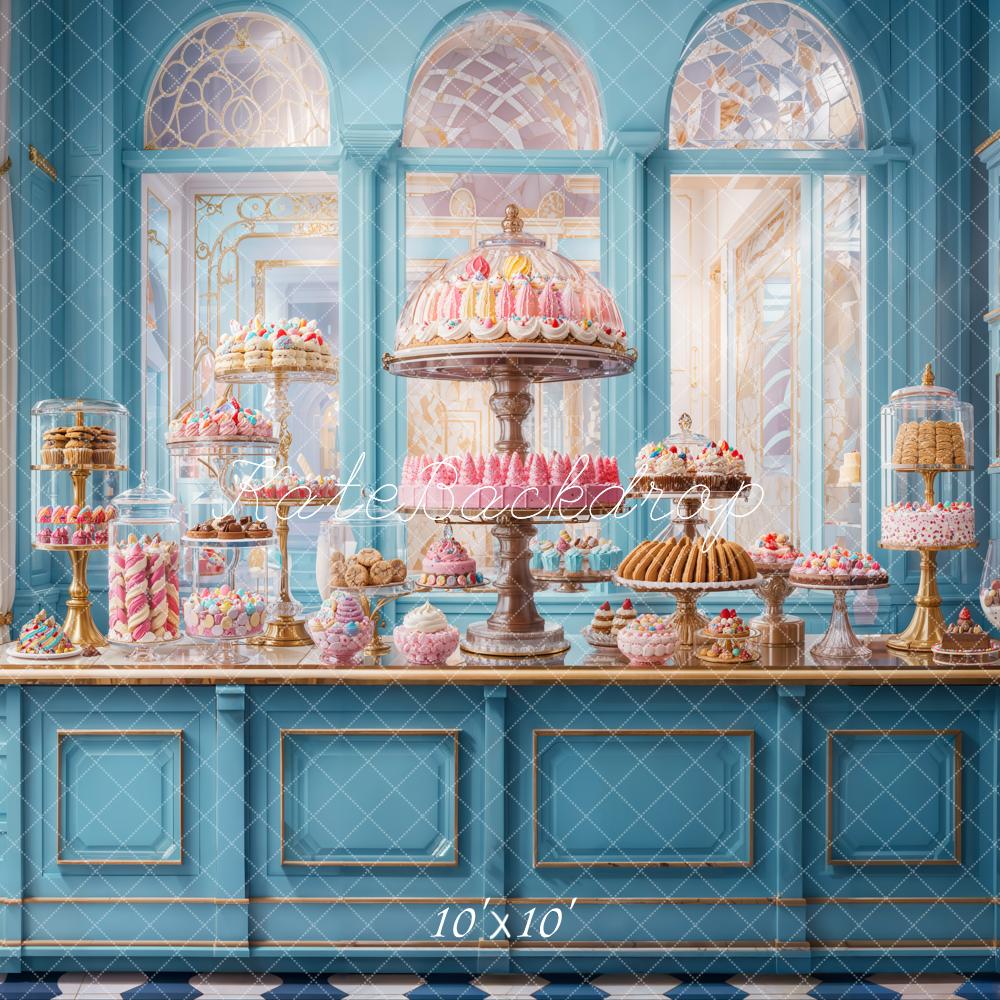 Kate Retro Blue Cake Shop Backdrop Designed by Emetselch