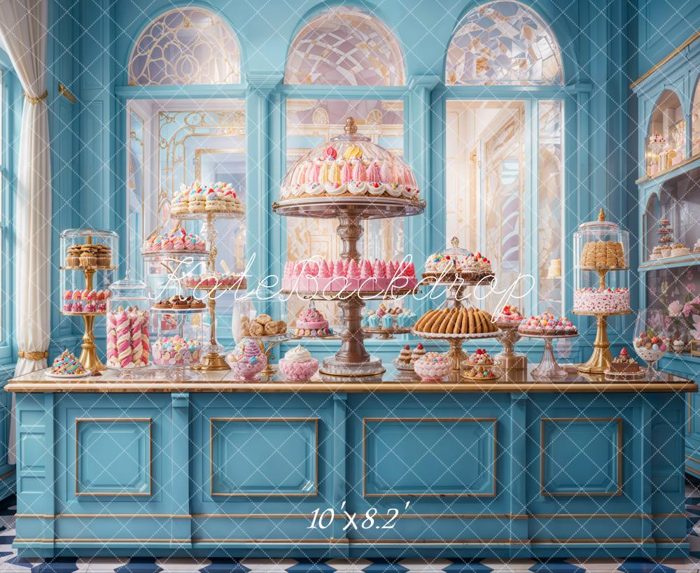 Kate Retro Blue Cake Shop Backdrop Designed by Emetselch