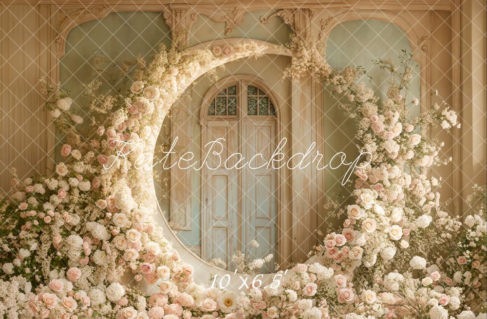 Kate Spring Backdrop Mother's Day Floral Moon Arch Wedding Designed by Emetselch