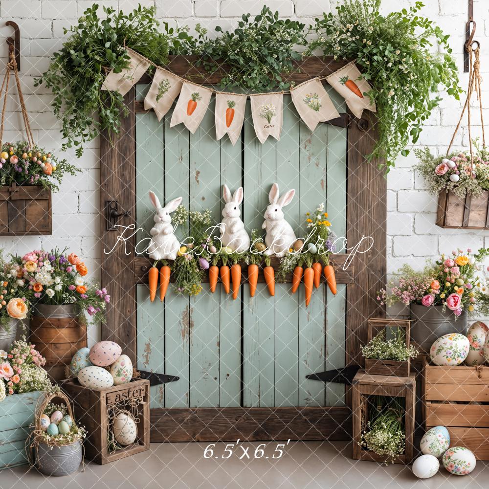 Kate Easter Bunny Carrots Door Wood Backdrop Designed by Emetselch