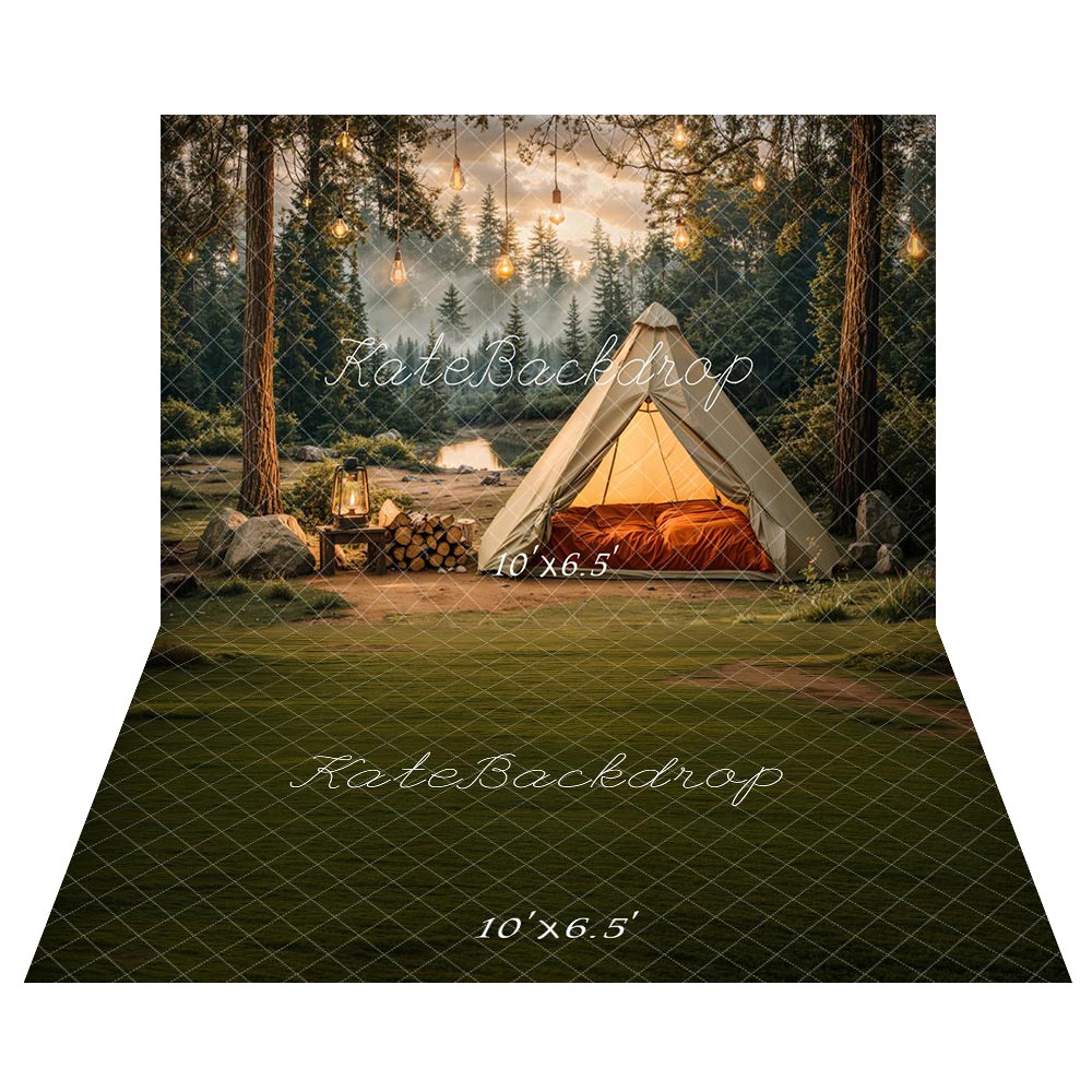 Kate Camping Forest Tent Backdrop+Lawn Floor Backdrop