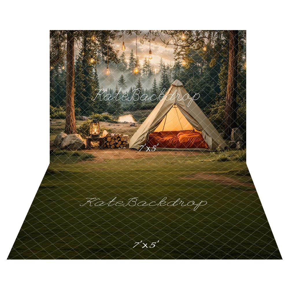 Kate Camping Forest Tent Backdrop+Lawn Floor Backdrop