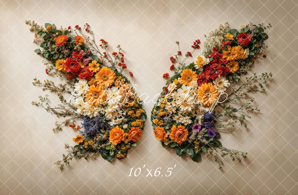 Kate Autumn Flowers Butterfly Baby Backdrop Designed by Chain Photography