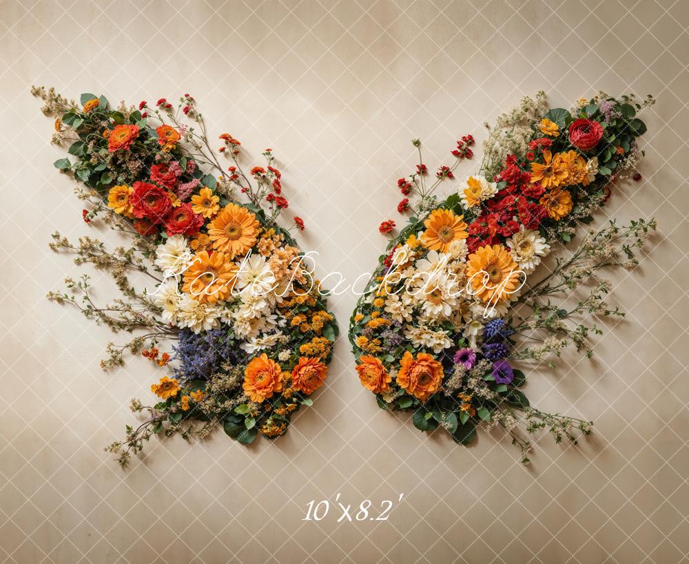 Kate Autumn Flowers Butterfly Baby Backdrop Designed by Chain Photography