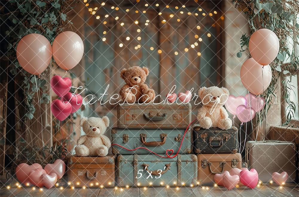 Kate Teddy Bear Suitcases Backdrop Designed by Laura Bybee