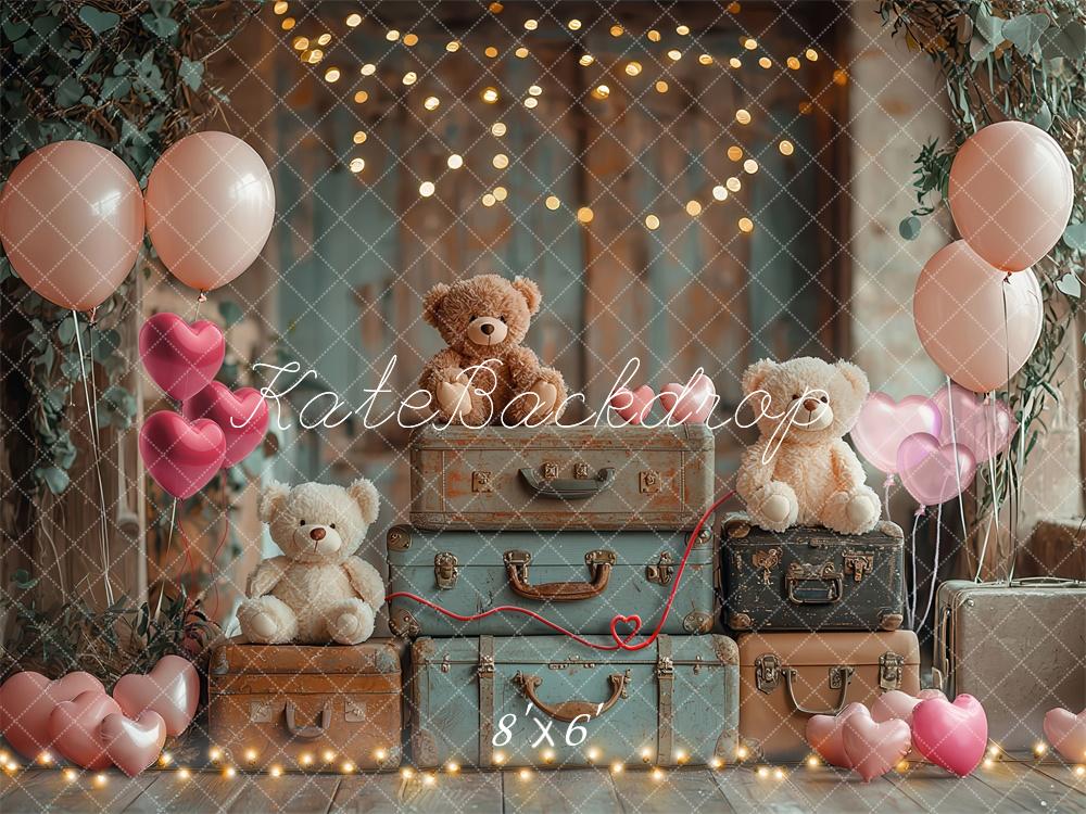 Kate Teddy Bear Suitcases Backdrop Designed by Laura Bybee