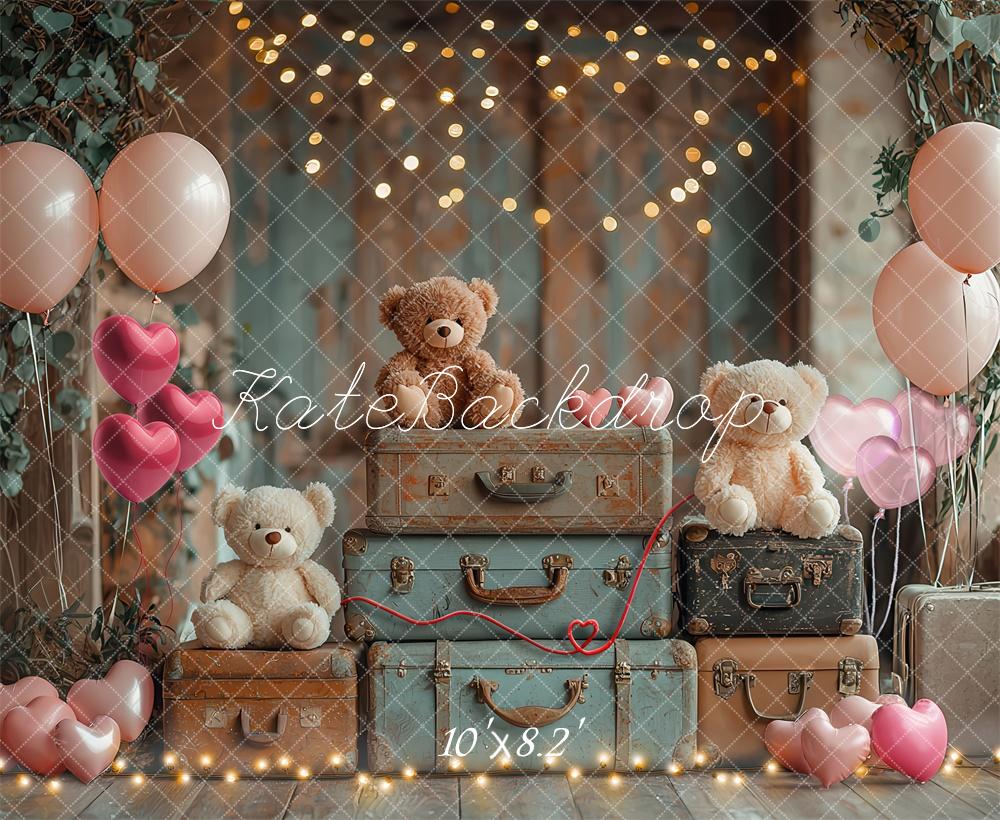 Kate Teddy Bear Suitcases Backdrop Designed by Laura Bybee