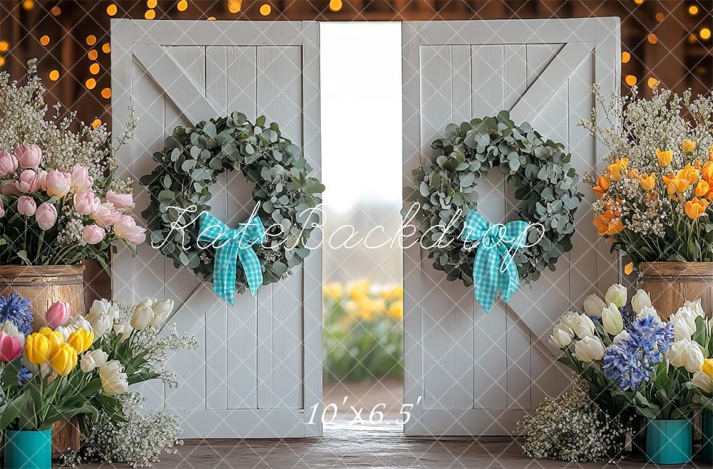 AUSALE Kate Barn Doors Interior Spring Backdrop Designed by Mini MakeBelieve