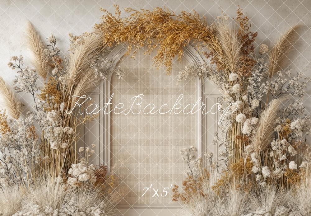 Kate Boho Floral Arch Beige Backdrop Designed by Mini MakeBelieve