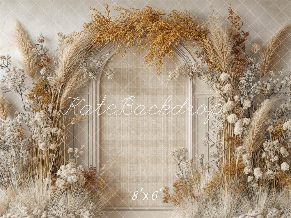 Kate Boho Floral Arch Beige Backdrop Designed by Mini MakeBelieve