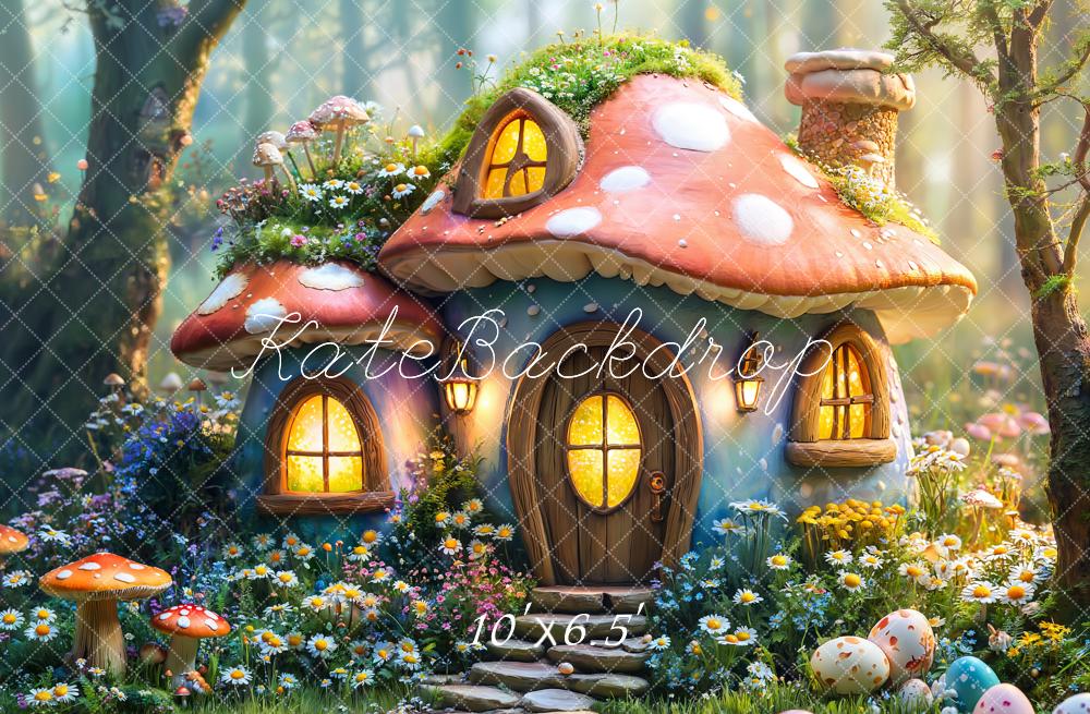 Kate Easter Fairy Mushroom House Forest Backdrop Designed by Emetselch