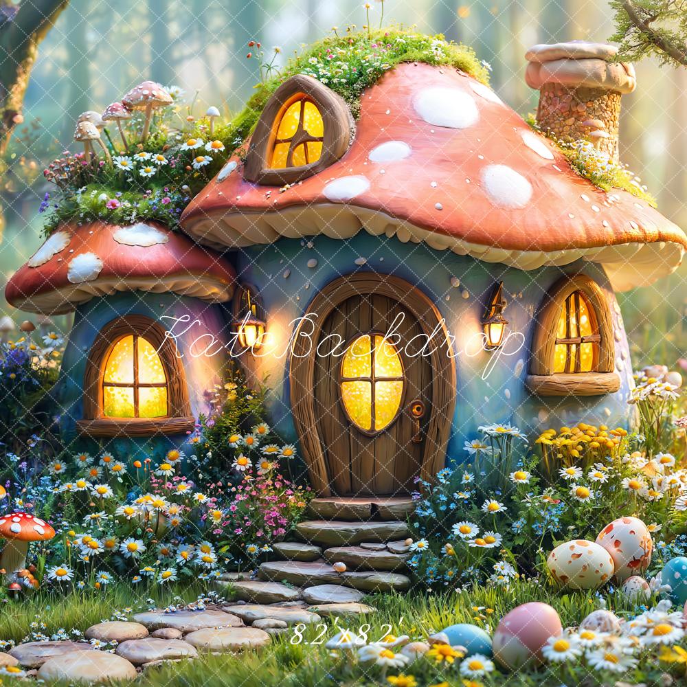 Kate Easter Fairy Mushroom House Forest Backdrop Designed by Emetselch