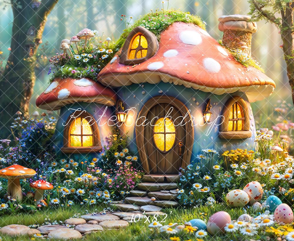 Kate Easter Fairy Mushroom House Forest Backdrop Designed by Emetselch