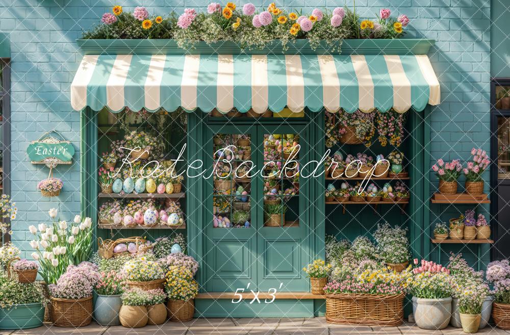 Kate Easter Flower Shop Blue Backdrop Designed by Emetselch