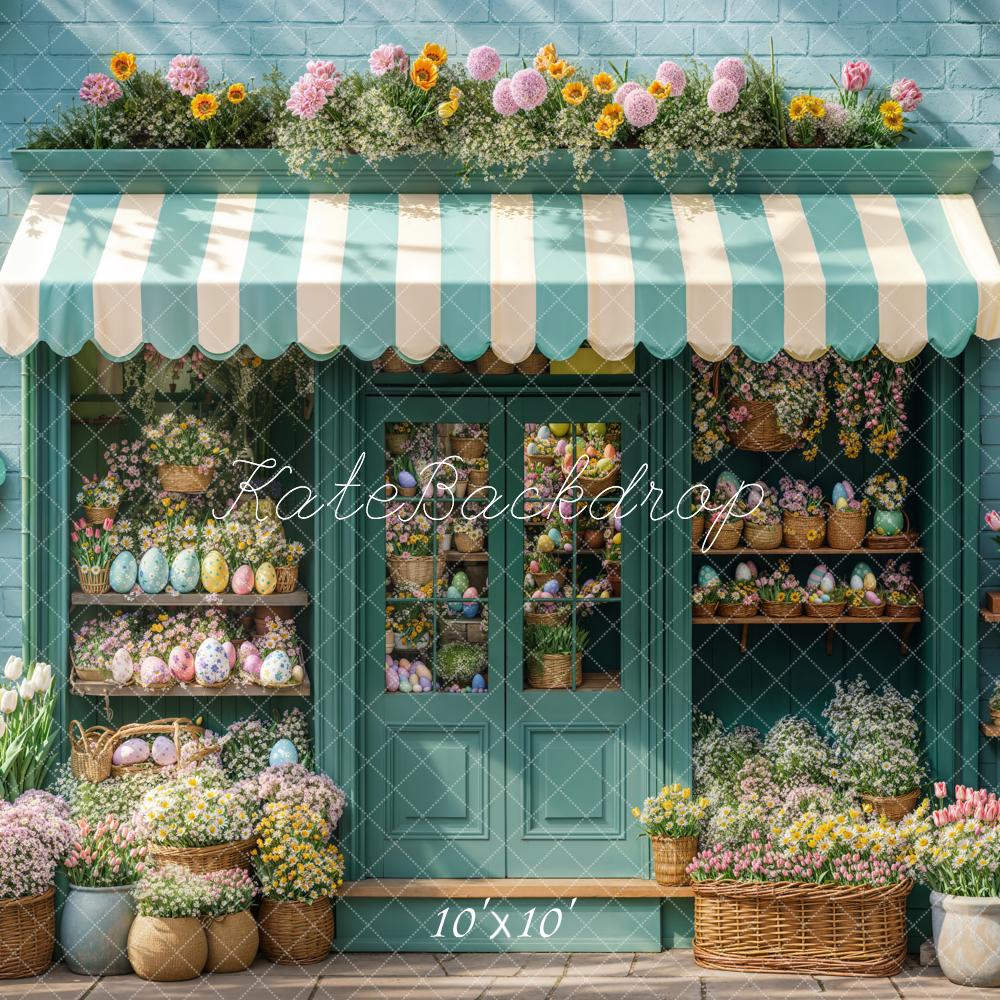 Kate Easter Flower Shop Blue Backdrop Designed by Emetselch