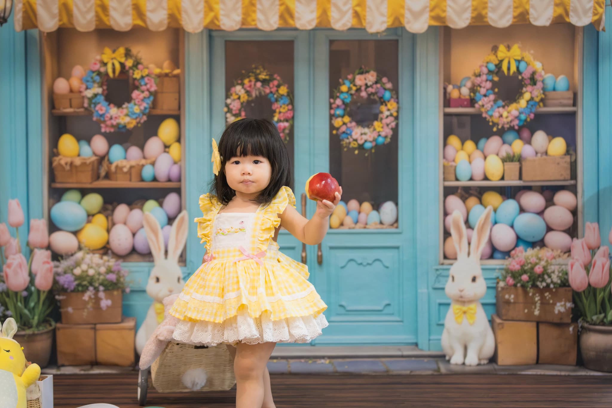 Kate Easter Bunny Floral Eggs Shop Backdrop Designed by Emetselch