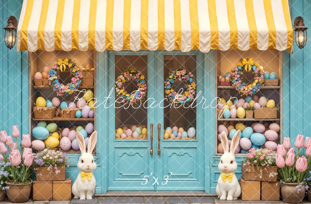 Kate Easter Bunny Floral Eggs Shop Backdrop Designed by Emetselch