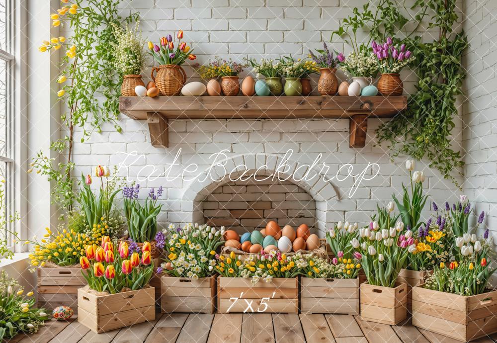 Kate Easter Floral Eggs Wooden Crates Backdrop Designed by Emetselch