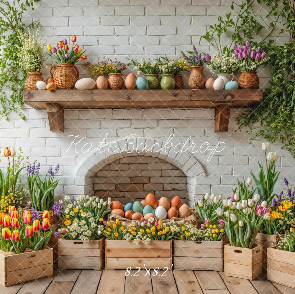 Kate Easter Floral Eggs Wooden Crates Backdrop Designed by Emetselch