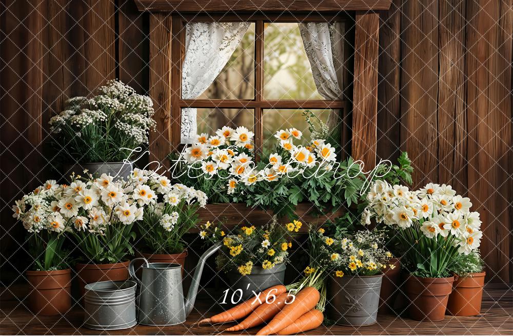 Kate Spring Easter Rustic Floral Window Backdrop Designed by Emetselch