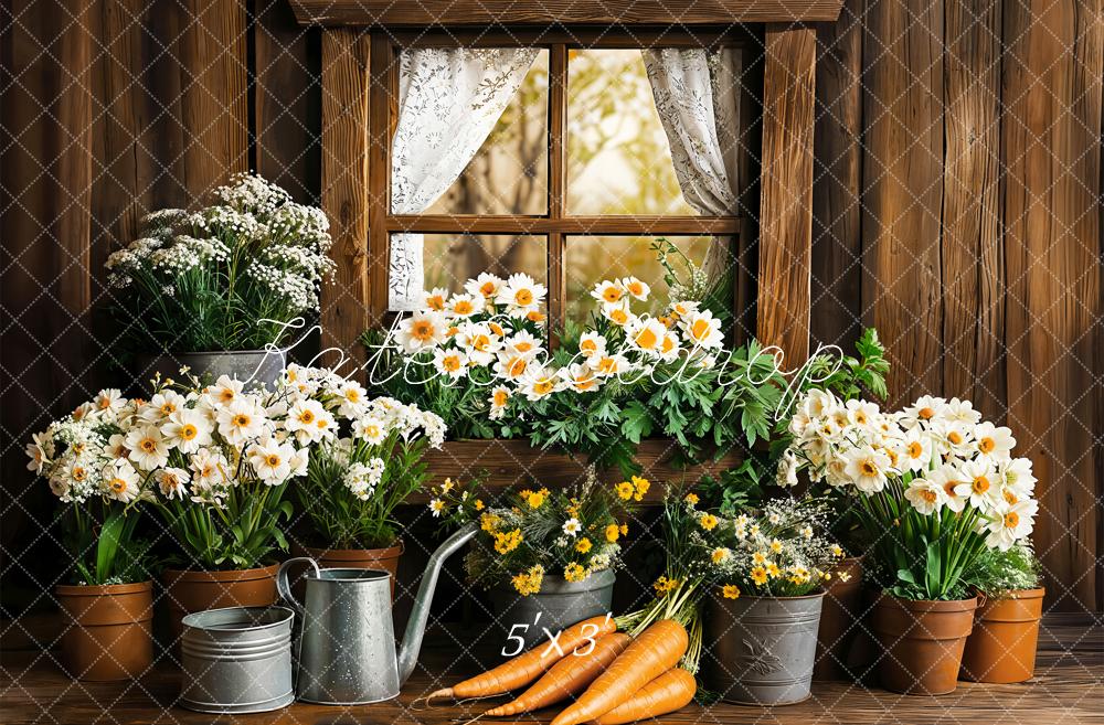 Kate Spring Easter Rustic Floral Window Backdrop Designed by Emetselch