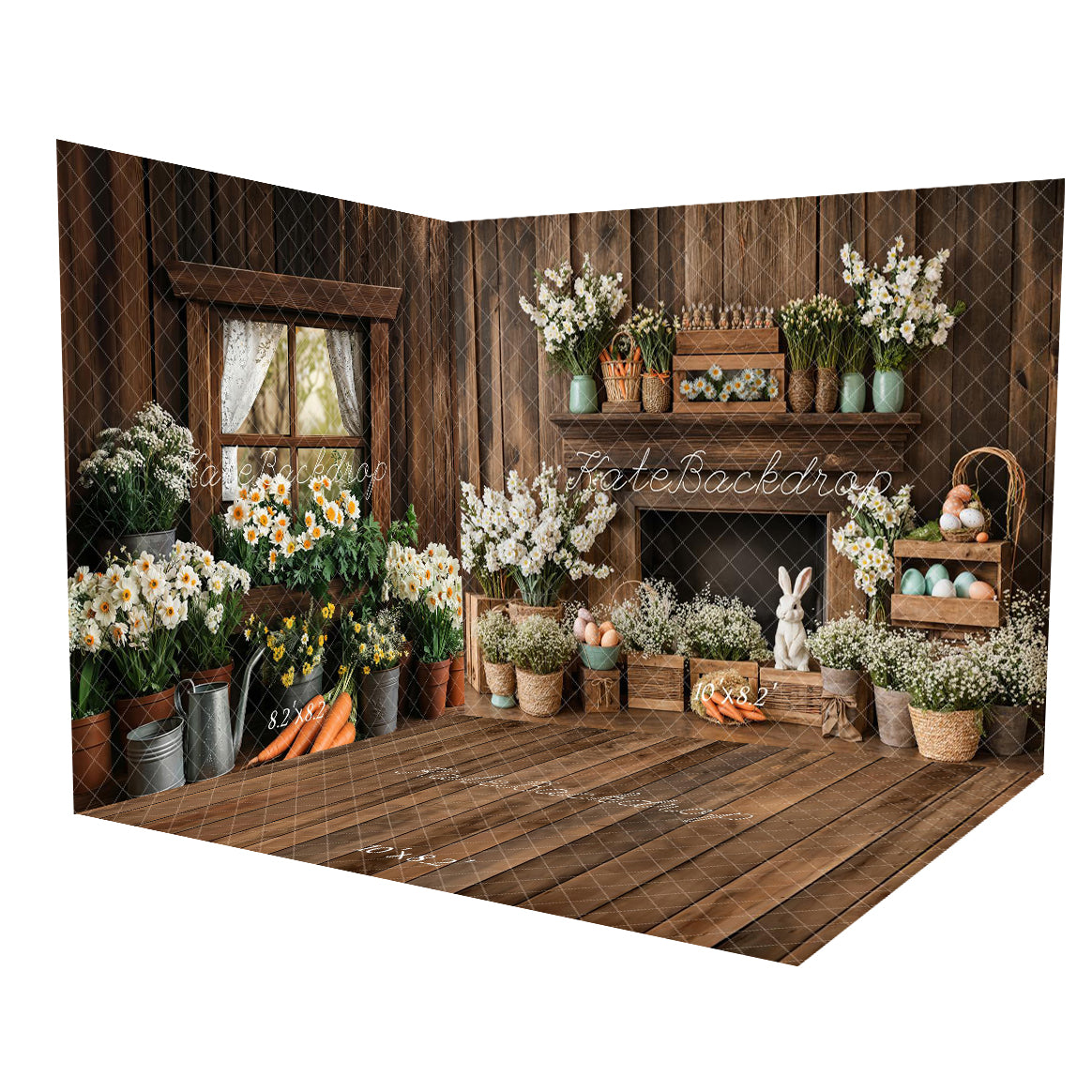 Kate Easter Wooden Bunny Floral Room Set(8ftx8ft&10ftx8ft&8ftx10ft)