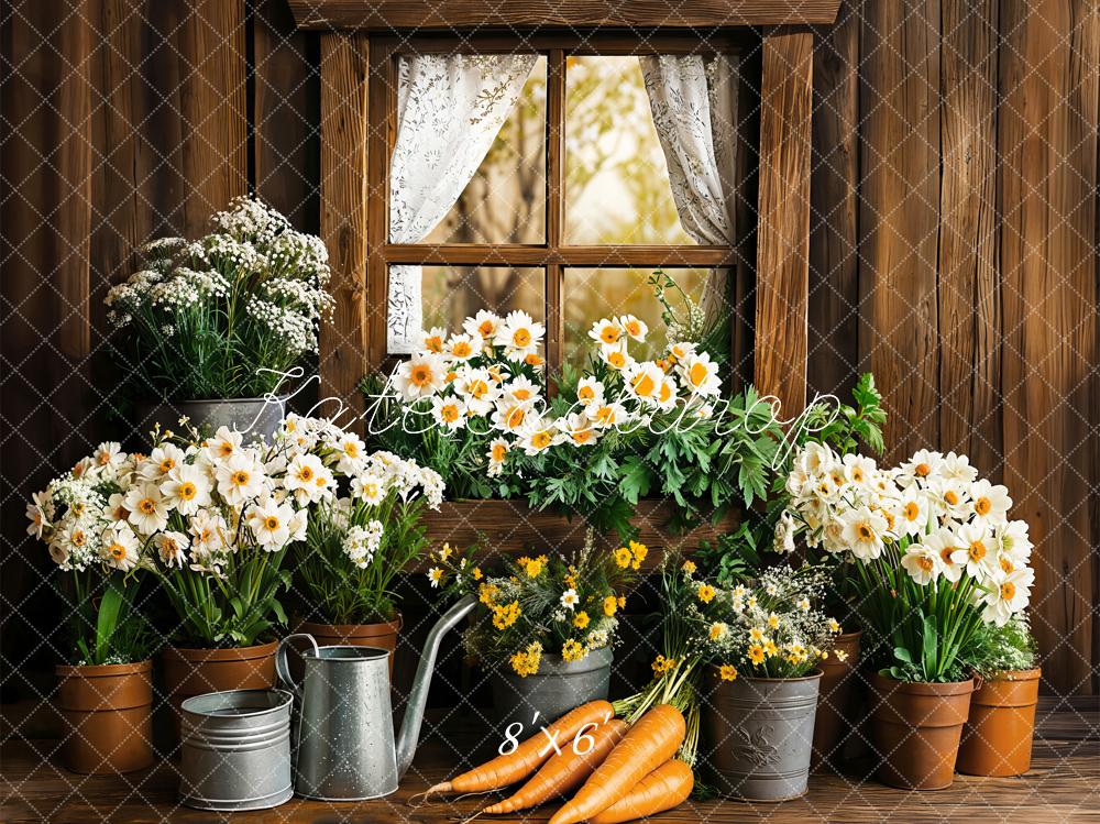 Kate Spring Easter Rustic Floral Window Backdrop Designed by Emetselch