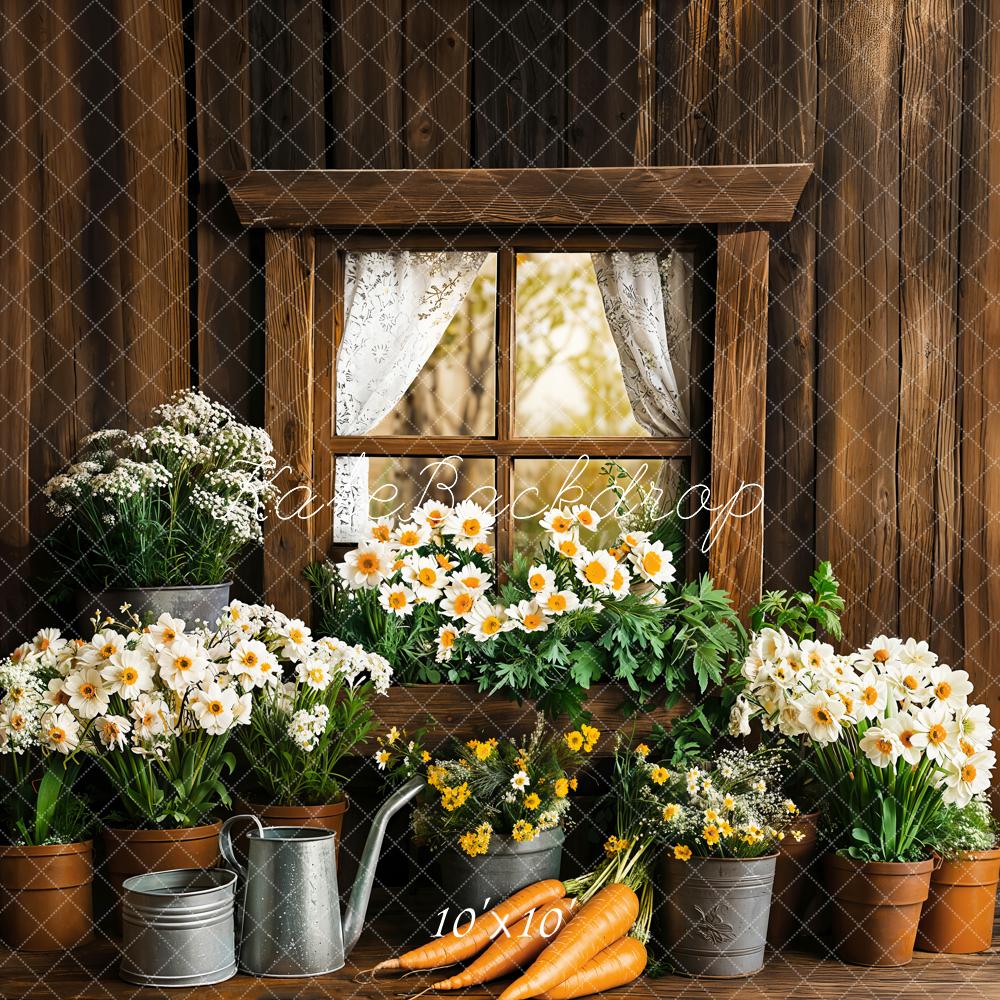 Kate Spring Easter Rustic Floral Window Backdrop Designed by Emetselch