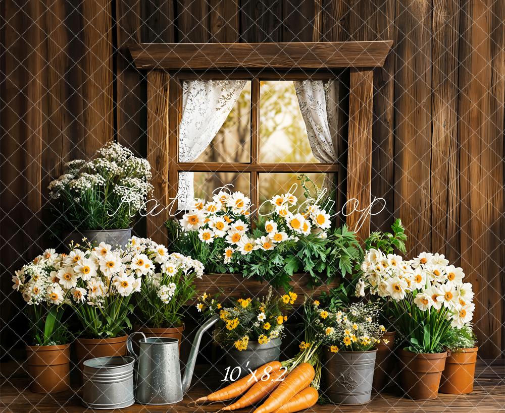 Kate Spring Easter Rustic Floral Window Backdrop Designed by Emetselch