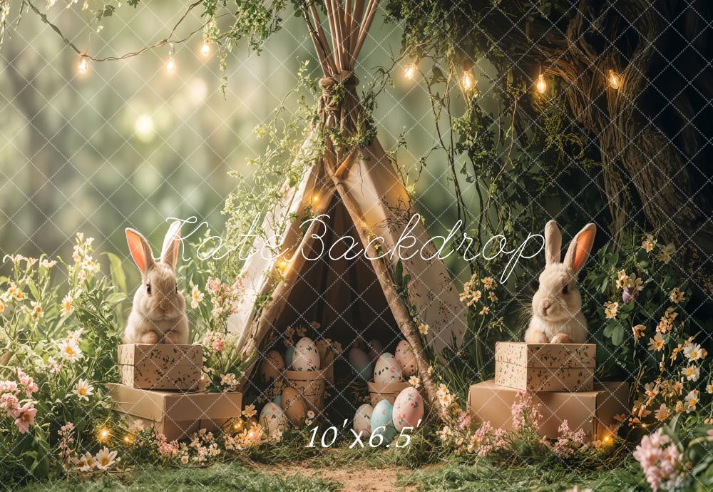 Kate Easter Bunny Tent Forest Lights Backdrop Designed by Emetselch