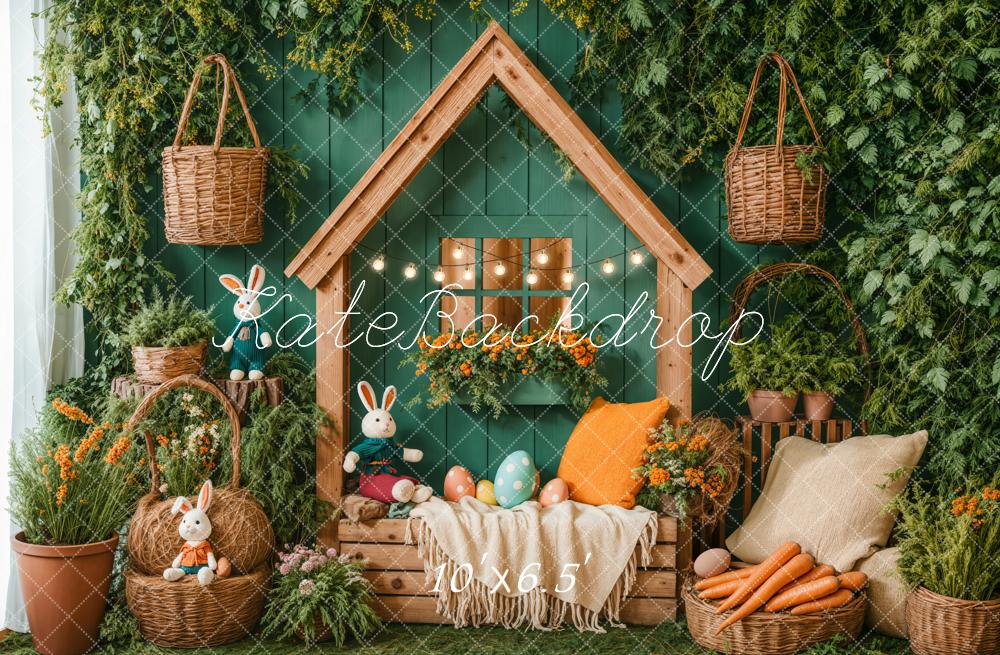 Kate Easter Backdrop Bunny House Basket Blanket Green Designed by Emetselch