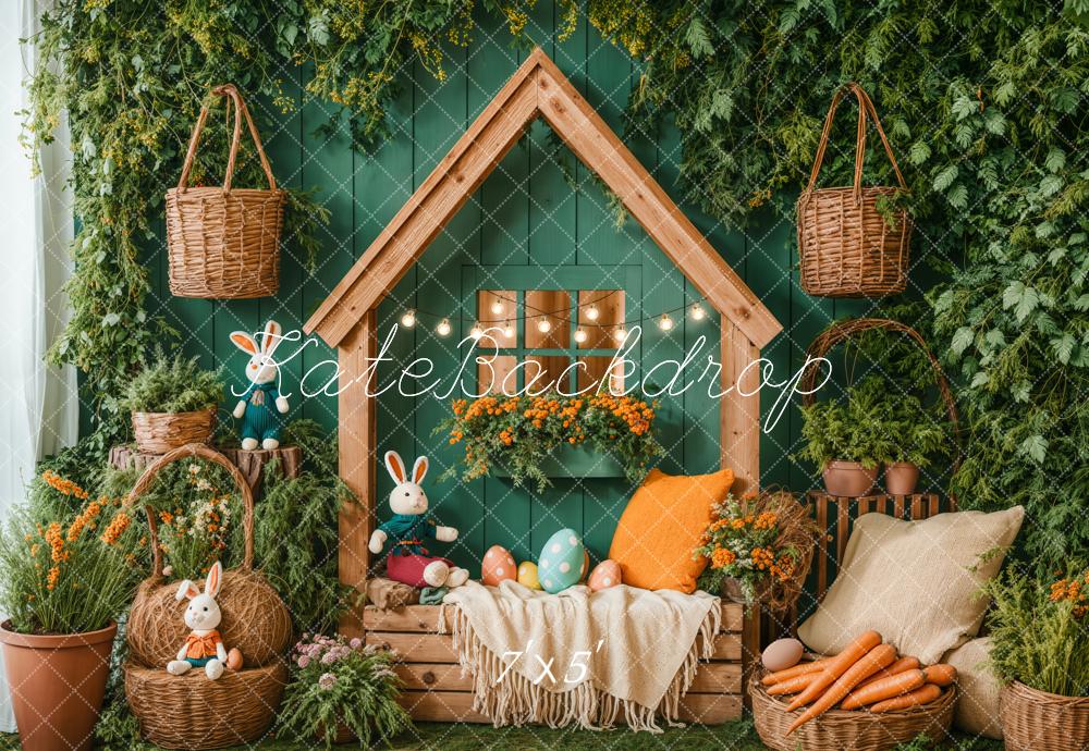 Kate Easter Backdrop Bunny House Basket Blanket Green Designed by Emetselch