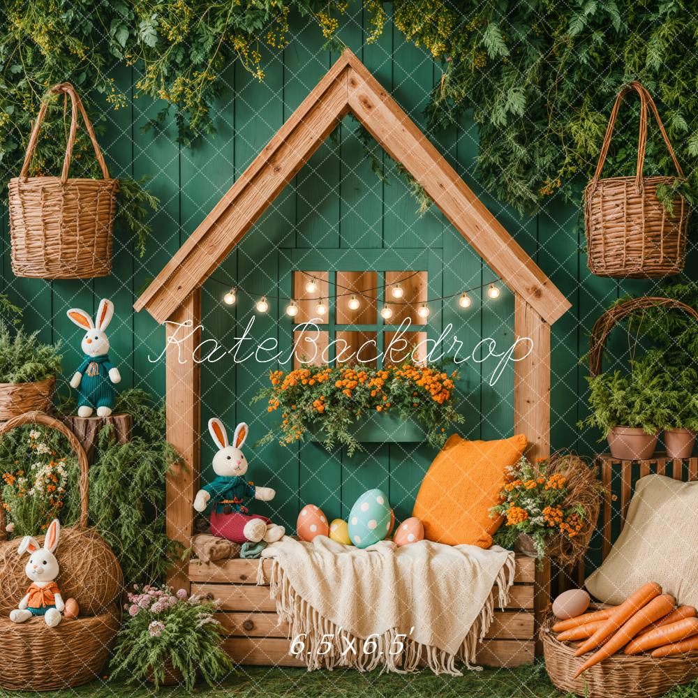 Kate Easter Backdrop Bunny House Basket Blanket Green Designed by Emetselch