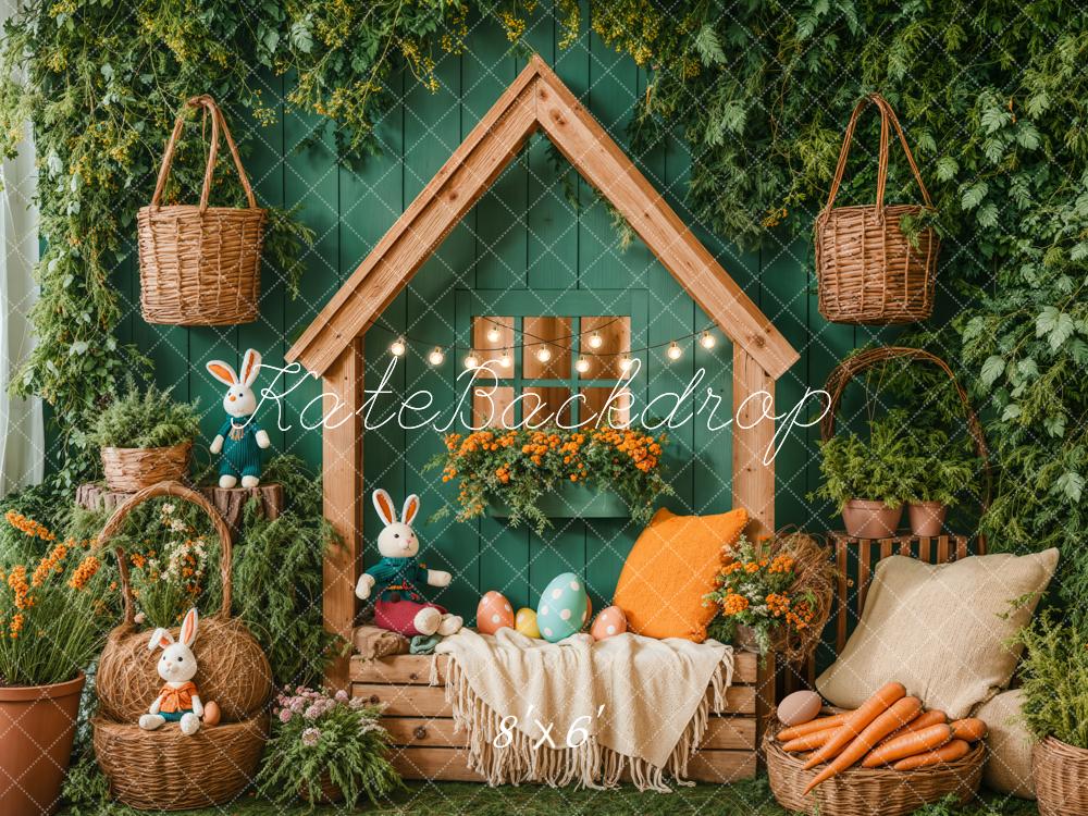 Kate Easter Backdrop Bunny House Basket Blanket Green Designed by Emetselch