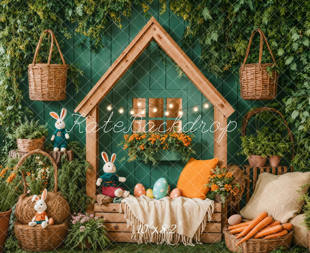 Kate Easter Backdrop Bunny House Basket Blanket Green Designed by Emetselch