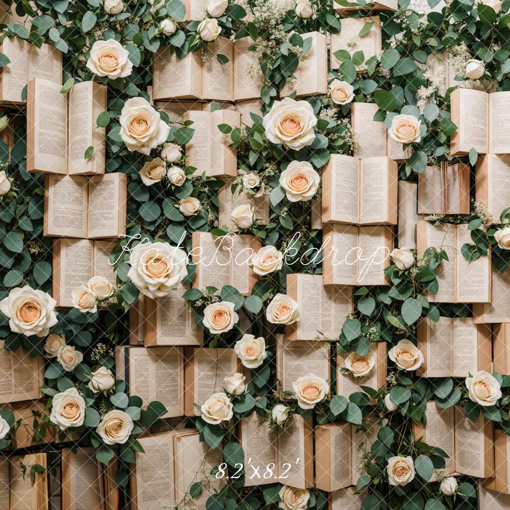 Kate Valentine Vintage Books Roses Backdrop Designed by Emetselch