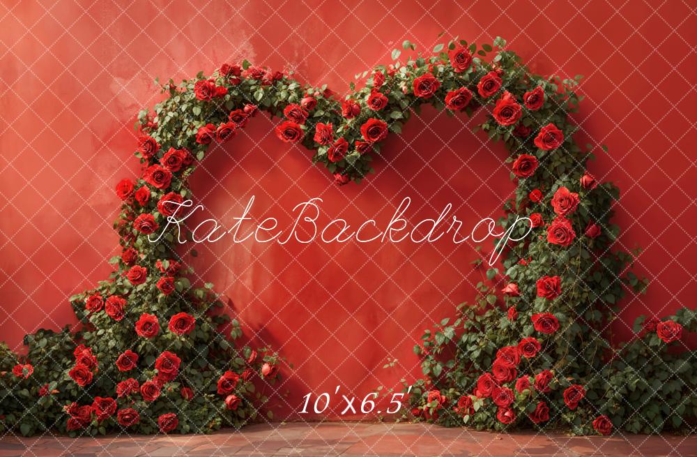 Kate Red Valentine's Day Heart Rose Wall Backdrop Designed by Emetselch