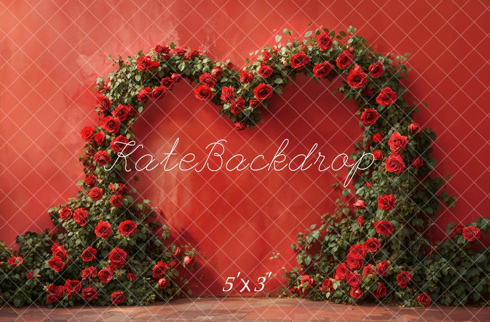 Kate Red Valentine's Day Heart Rose Wall Backdrop Designed by Emetselch