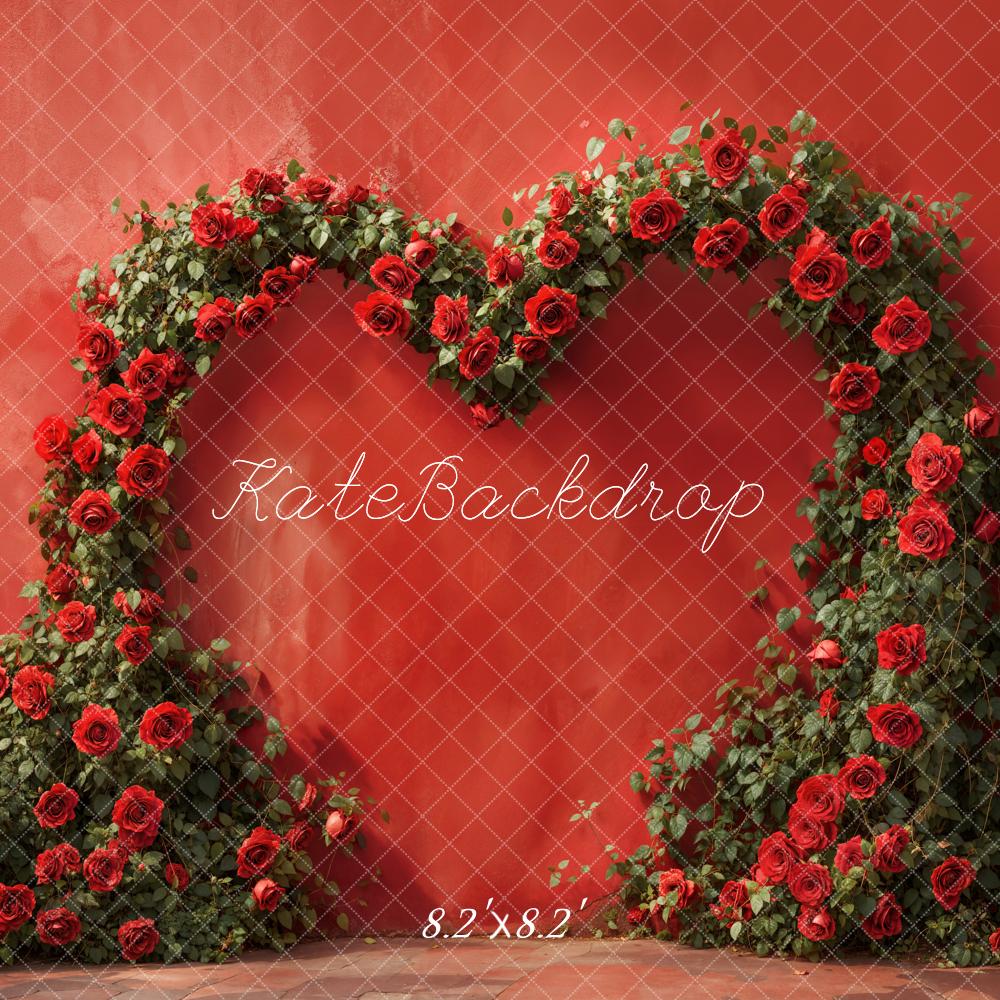 Kate Red Valentine's Day Heart Rose Wall Backdrop Designed by Emetselch