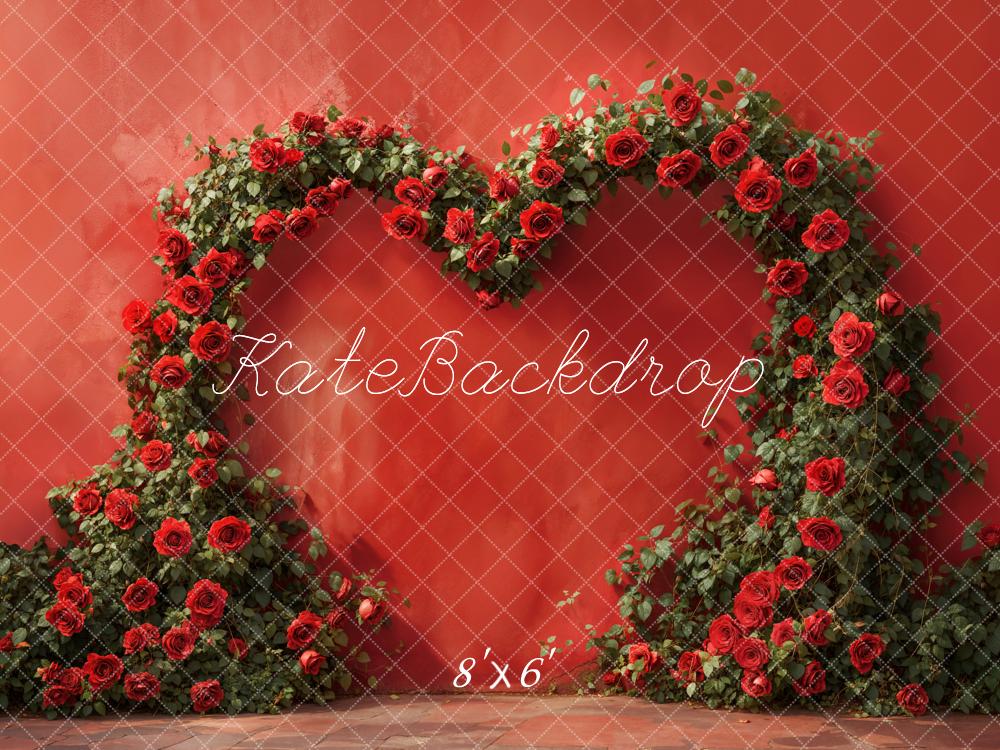 Kate Red Valentine's Day Heart Rose Wall Backdrop Designed by Emetselch