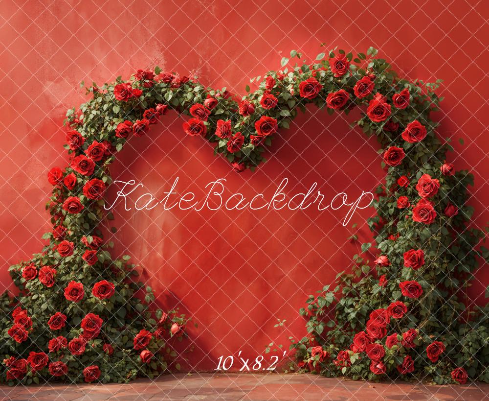 Kate Red Valentine's Day Heart Rose Wall Backdrop Designed by Emetselch