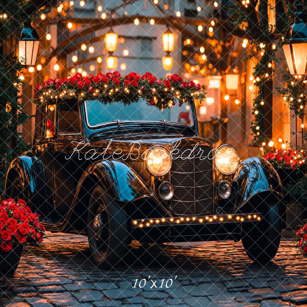 Kate Valentine Vintage Car Roses Lights Backdrop Designed by Emetselch