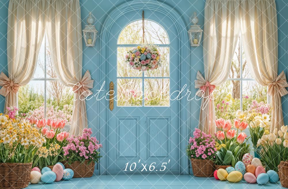 Kate Easter Spring Floral Door Blue Backdrop Designed by Emetselch