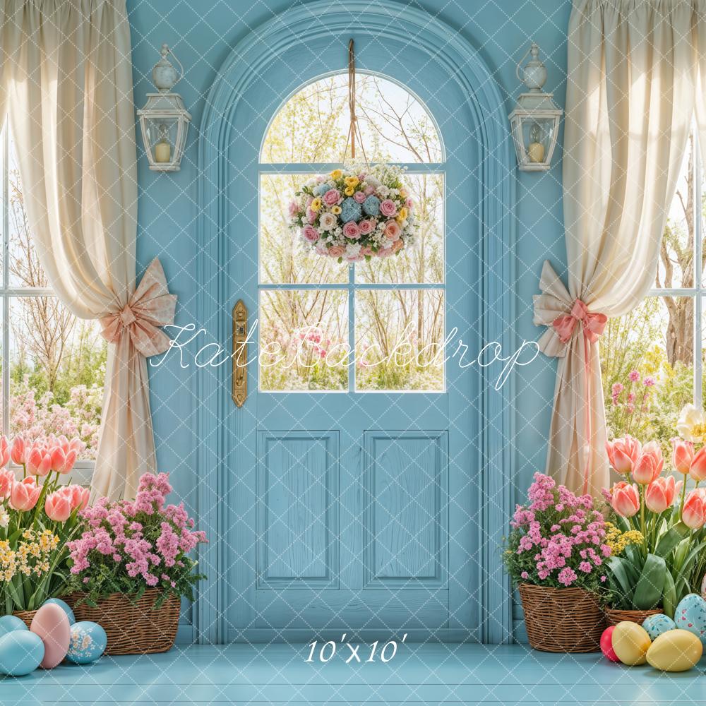 Kate Easter Spring Floral Door Blue Backdrop Designed by Emetselch