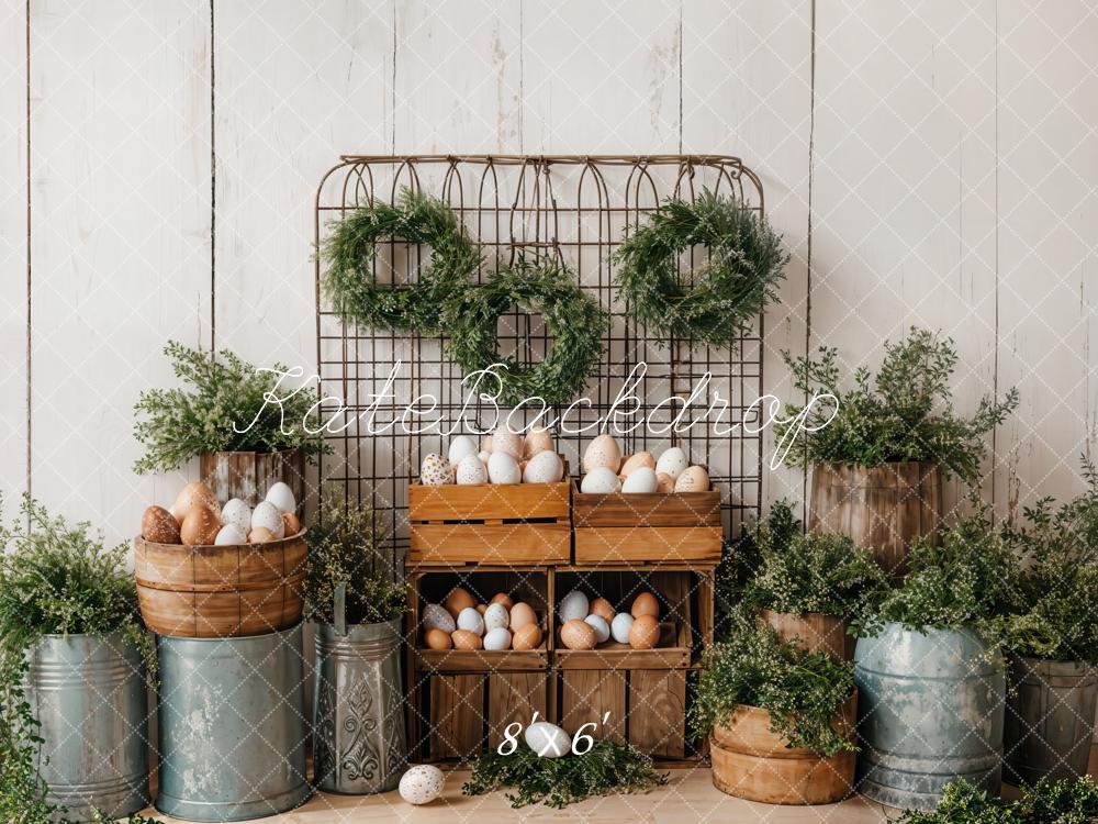 Kate Easter Eggs Greenery Rustic Backdrop Designed by Emetselch