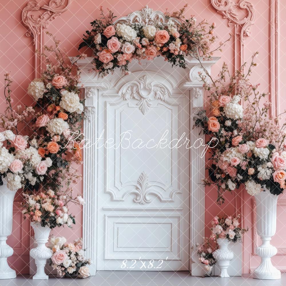 AUSALE Kate Valentine Backdrop Roses White Columns Backdrop Designed by Patty Roberts