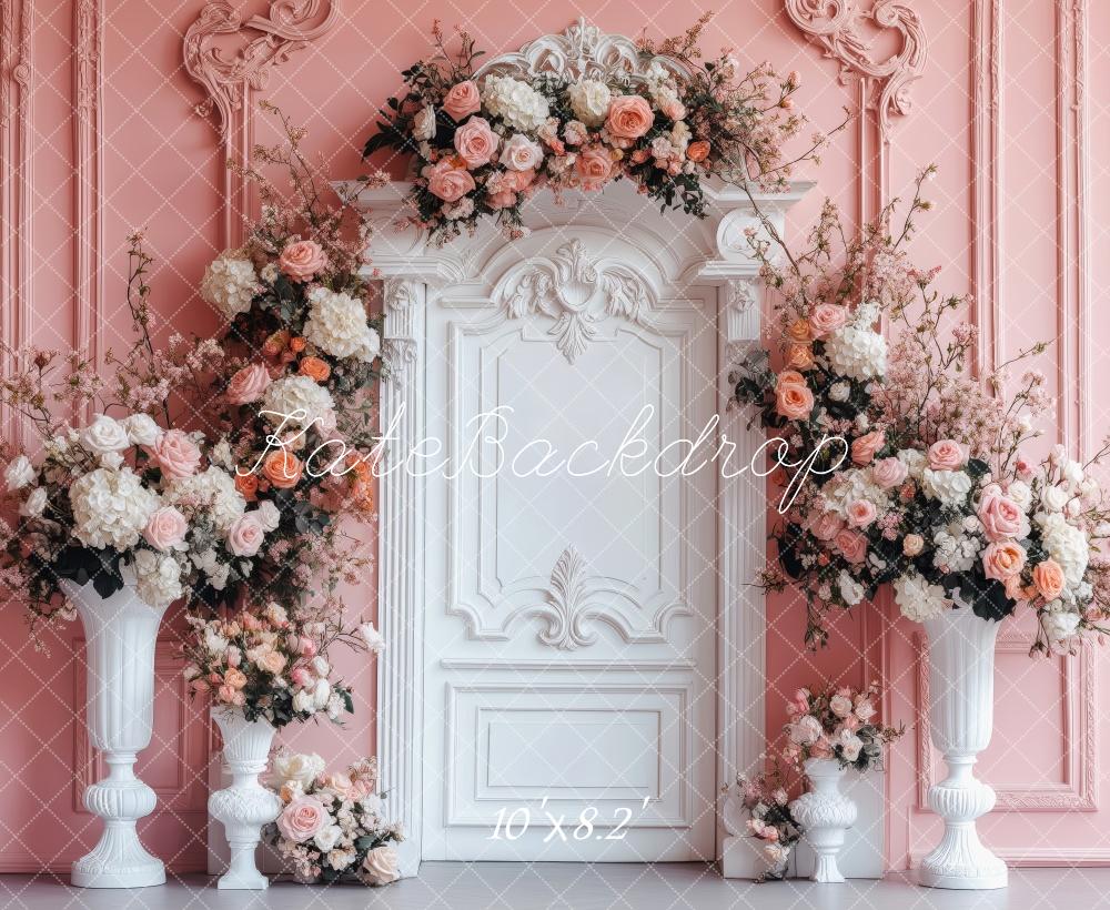 AUSALE Kate Valentine Backdrop Roses White Columns Backdrop Designed by Patty Roberts